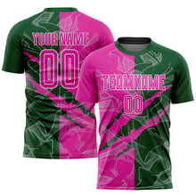 Load image into Gallery viewer, Custom Graffiti Pattern Deep Pink-Green Scratch Sublimation Soccer Uniform Jersey