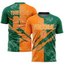 Load image into Gallery viewer, Custom Graffiti Pattern Bay Orange-Kelly Green Scratch Sublimation Soccer Uniform Jersey