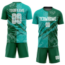 Load image into Gallery viewer, Custom Graffiti Pattern Aqua-Kelly Green Scratch Sublimation Soccer Uniform Jersey