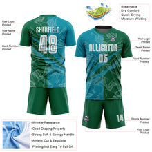 Load image into Gallery viewer, Custom Graffiti Pattern Teal-Kelly Green Scratch Sublimation Soccer Uniform Jersey