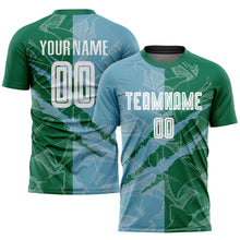 Load image into Gallery viewer, Custom Graffiti Pattern Shadow Blue-Kelly Green Scratch Sublimation Soccer Uniform Jersey