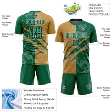 Load image into Gallery viewer, Custom Graffiti Pattern Kelly Green-Old Gold Scratch Sublimation Soccer Uniform Jersey