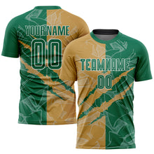 Load image into Gallery viewer, Custom Graffiti Pattern Kelly Green-Old Gold Scratch Sublimation Soccer Uniform Jersey