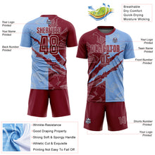 Load image into Gallery viewer, Custom Graffiti Pattern Crimson-Light Blue Scratch Sublimation Soccer Uniform Jersey