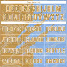 Load image into Gallery viewer, Custom Graffiti Pattern Old Gold-Light Blue Scratch Sublimation Soccer Uniform Jersey