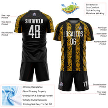 Load image into Gallery viewer, Custom Black White-Gold Abstract Shape Sublimation Soccer Uniform Jersey