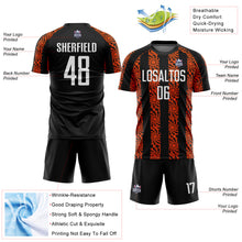 Load image into Gallery viewer, Custom Black White-Orange Abstract Shape Sublimation Soccer Uniform Jersey