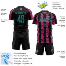 Load image into Gallery viewer, Custom Black Teal-Pink Abstract Shape Sublimation Soccer Uniform Jersey