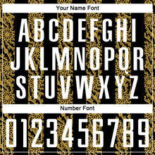 Load image into Gallery viewer, Custom Black White-Old Gold Abstract Shape Sublimation Soccer Uniform Jersey