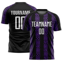Load image into Gallery viewer, Custom Black White-Purple Abstract Shape Sublimation Soccer Uniform Jersey