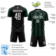 Load image into Gallery viewer, Custom Black White-Kelly Green Abstract Shape Sublimation Soccer Uniform Jersey