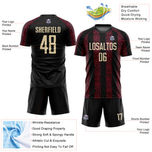 Load image into Gallery viewer, Custom Black Cream-Crimson Abstract Shape Sublimation Soccer Uniform Jersey