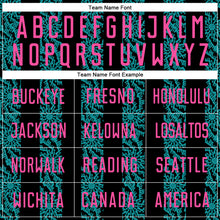 Load image into Gallery viewer, Custom Black Pink-Teal Abstract Shape Sublimation Soccer Uniform Jersey