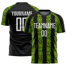 Load image into Gallery viewer, Custom Black White-Neon Green Abstract Shape Sublimation Soccer Uniform Jersey