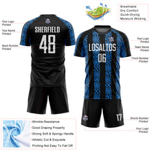 Load image into Gallery viewer, Custom Black White-Powder Blue Abstract Shape Sublimation Soccer Uniform Jersey