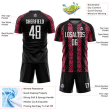 Load image into Gallery viewer, Custom Black White-Neon Pink Abstract Shape Sublimation Soccer Uniform Jersey