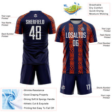 Load image into Gallery viewer, Custom Navy White-Orange Abstract Shape Sublimation Soccer Uniform Jersey