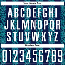 Load image into Gallery viewer, Custom Navy White-Teal Abstract Shape Sublimation Soccer Uniform Jersey