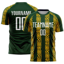 Load image into Gallery viewer, Custom Green White-Gold Abstract Shape Sublimation Soccer Uniform Jersey