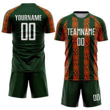 Load image into Gallery viewer, Custom Green White-Orange Abstract Shape Sublimation Soccer Uniform Jersey
