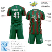 Load image into Gallery viewer, Custom Kelly Green White-Red Abstract Shape Sublimation Soccer Uniform Jersey