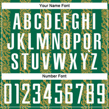 Load image into Gallery viewer, Custom Kelly Green White-Old Gold Abstract Shape Sublimation Soccer Uniform Jersey