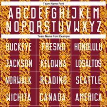 Load image into Gallery viewer, Custom Crimson White-Gold Abstract Shape Sublimation Soccer Uniform Jersey