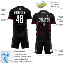 Load image into Gallery viewer, Custom Black Red-Royal Abstract Fragment Art Sublimation Soccer Uniform Jersey