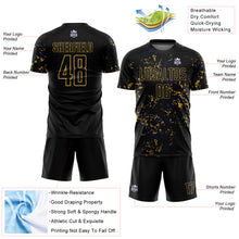 Load image into Gallery viewer, Custom Black Old Gold-Royal Abstract Fragment Art Sublimation Soccer Uniform Jersey