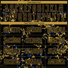 Load image into Gallery viewer, Custom Black Old Gold-Royal Abstract Fragment Art Sublimation Soccer Uniform Jersey