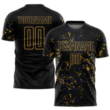 Load image into Gallery viewer, Custom Black Old Gold-Royal Abstract Fragment Art Sublimation Soccer Uniform Jersey
