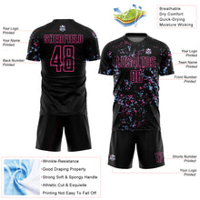 Load image into Gallery viewer, Custom Black Pink-Light Blue Abstract Fragment Art Sublimation Soccer Uniform Jersey