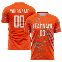Load image into Gallery viewer, Custom Orange Light Blue-Grass Green Abstract Fragment Art Sublimation Soccer Uniform Jersey