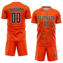 Load image into Gallery viewer, Custom Orange Black-Old Gold Abstract Fragment Art Sublimation Soccer Uniform Jersey