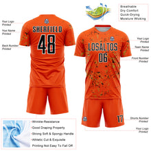 Load image into Gallery viewer, Custom Orange Black-Old Gold Abstract Fragment Art Sublimation Soccer Uniform Jersey
