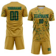 Load image into Gallery viewer, Custom Old Gold Kelly Green-Black Abstract Fragment Art Sublimation Soccer Uniform Jersey