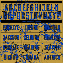 Load image into Gallery viewer, Custom Old Gold Thunder Blue-Black Abstract Fragment Art Sublimation Soccer Uniform Jersey