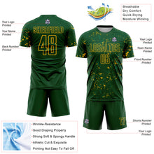 Load image into Gallery viewer, Custom Green Gold-Kelly Green Abstract Fragment Art Sublimation Soccer Uniform Jersey
