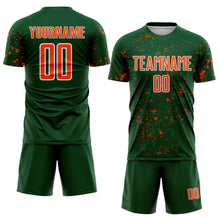 Load image into Gallery viewer, Custom Green Orange-Kelly Green Abstract Fragment Art Sublimation Soccer Uniform Jersey