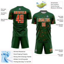 Load image into Gallery viewer, Custom Green Orange-Kelly Green Abstract Fragment Art Sublimation Soccer Uniform Jersey