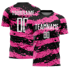 Load image into Gallery viewer, Custom Black White-Pink Splash Sublimation Soccer Uniform Jersey