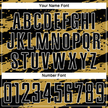 Load image into Gallery viewer, Custom Black Old Gold-White Splash Sublimation Soccer Uniform Jersey