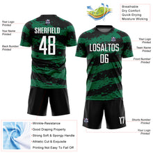 Load image into Gallery viewer, Custom Black White-Kelly Green Splash Sublimation Soccer Uniform Jersey