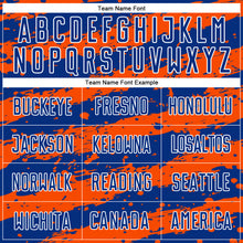 Load image into Gallery viewer, Custom Royal Orange-White Splash Sublimation Soccer Uniform Jersey