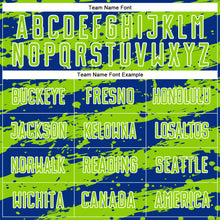 Load image into Gallery viewer, Custom Royal Neon Green-White Splash Sublimation Soccer Uniform Jersey