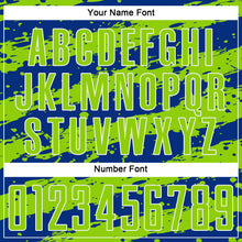 Load image into Gallery viewer, Custom Royal Neon Green-White Splash Sublimation Soccer Uniform Jersey
