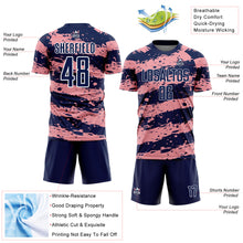 Load image into Gallery viewer, Custom Navy Medium Pink-White Splash Sublimation Soccer Uniform Jersey