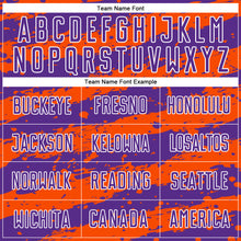 Load image into Gallery viewer, Custom Purple Orange-White Splash Sublimation Soccer Uniform Jersey