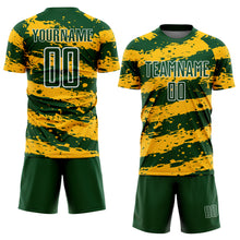 Load image into Gallery viewer, Custom Green Gold-White Splash Sublimation Soccer Uniform Jersey