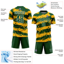 Load image into Gallery viewer, Custom Green Gold-White Splash Sublimation Soccer Uniform Jersey